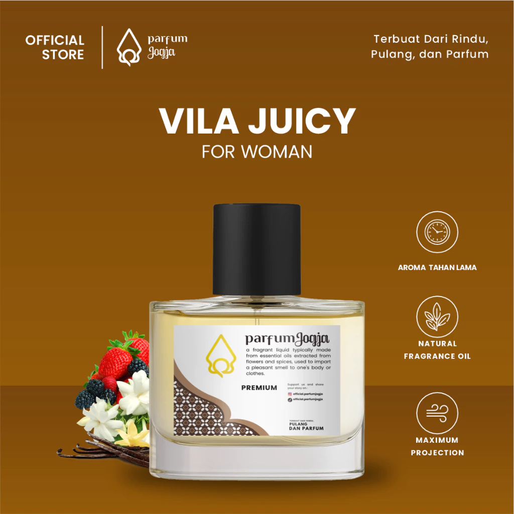 Parfum Jogja Malioboro - VILA JUICY - Classic - EDP - Aroma Vanilla & Woody - Parfum Jogja
